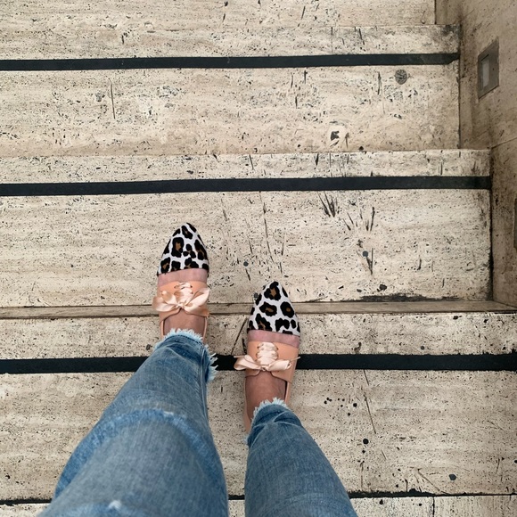 Leopard Calf Hair Leather Animal Print Flat Shoes by Lordess, SAPIEN Peach - Picture 9 of 9